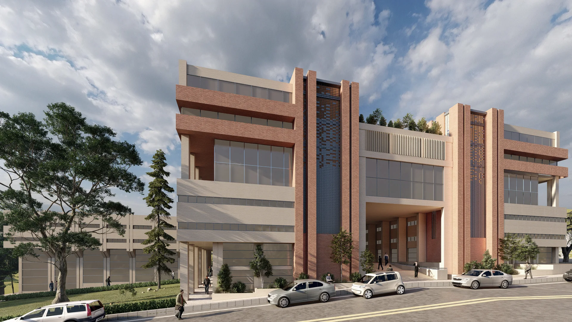 Institutional complex with a civic entrance