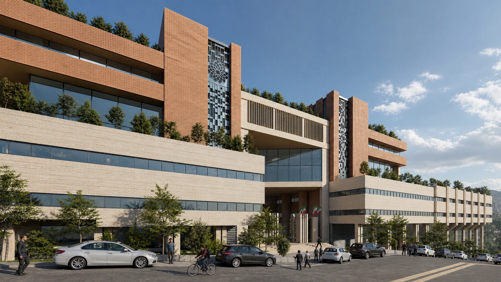 Street-level view of the principal Beheshti University building