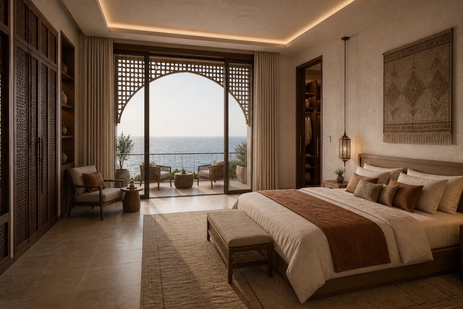 Primary bedroom interior in Muscat Villa