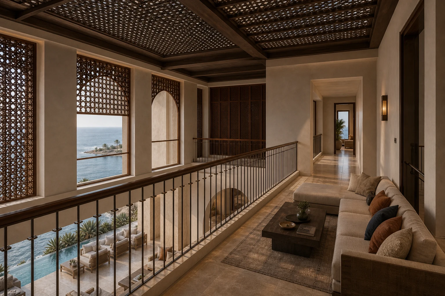 Upper-floor family lounge in Muscat Villa
