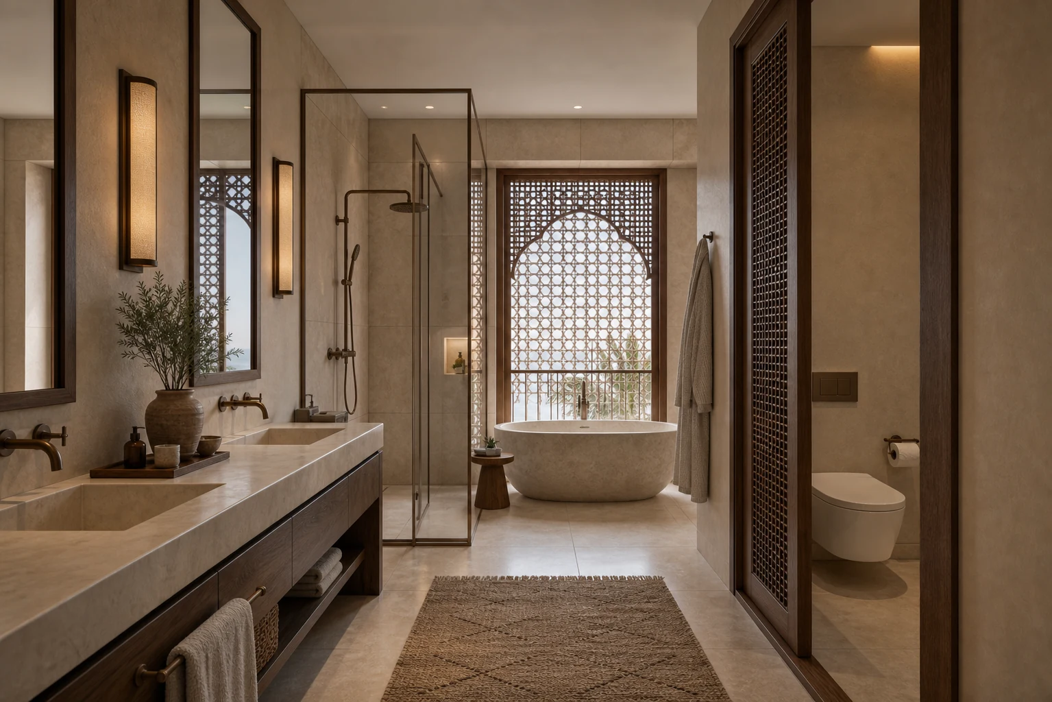 Primary bathroom interior in Muscat Villa