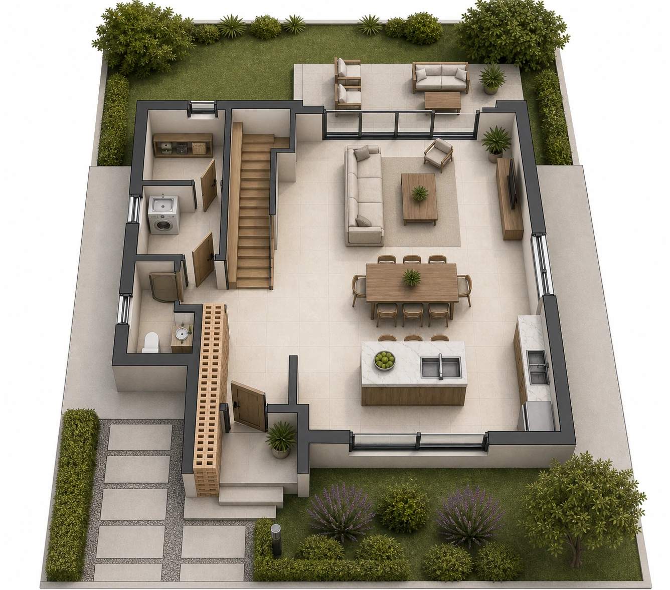 Villa Laar ground-floor architectural cutaway
