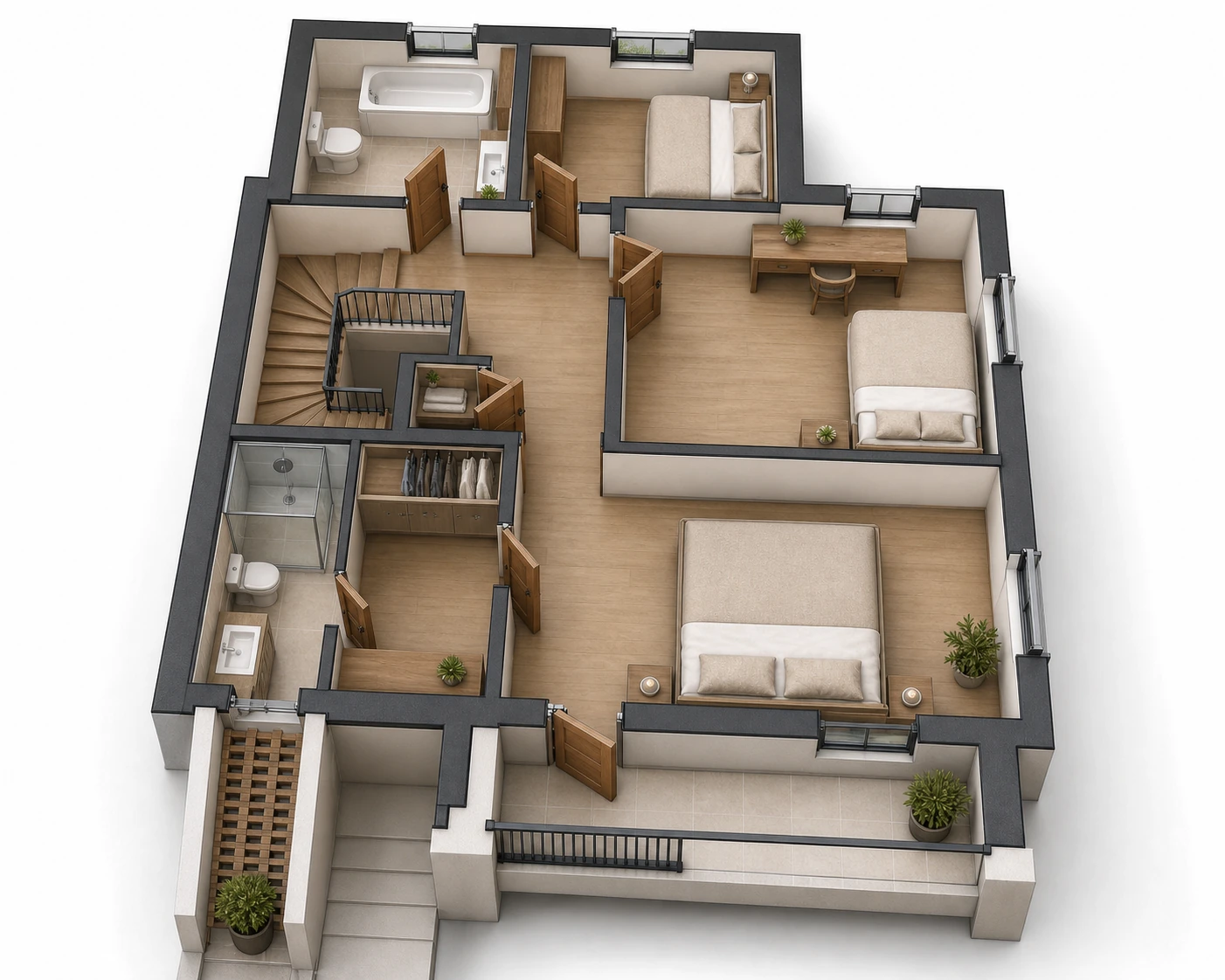 Villa Laar upper-floor architectural cutaway