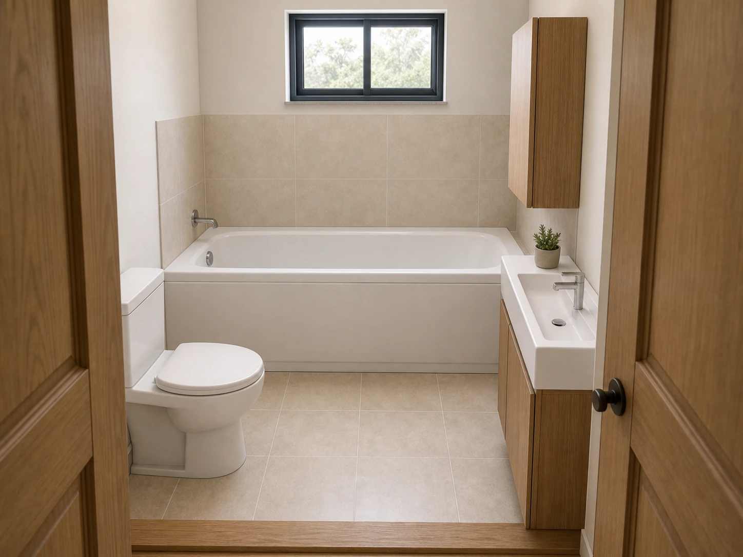 Villa Laar shared bathroom with bath and vanity